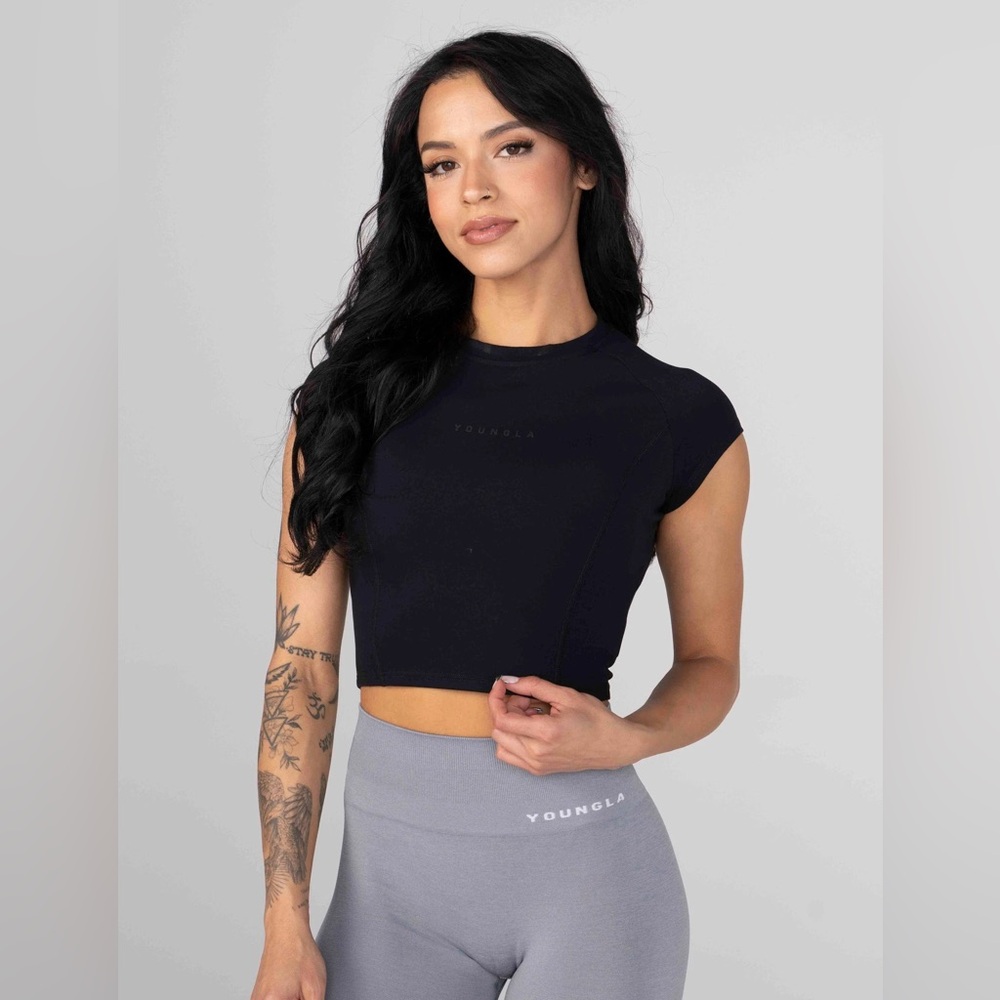 YoungLA Women's Black Crop Compression Top